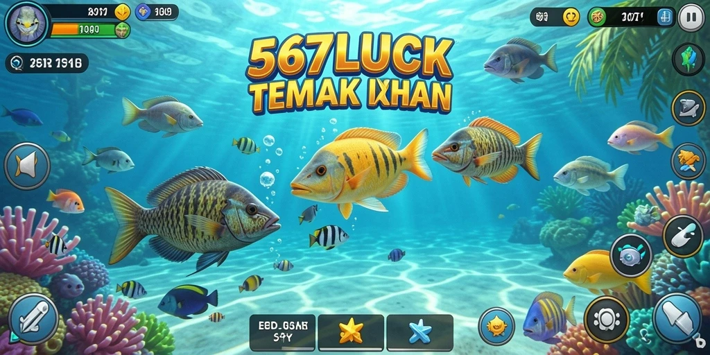 Tampilan gameplay seru di 567LUCK dengan aksi menangkap ikan.