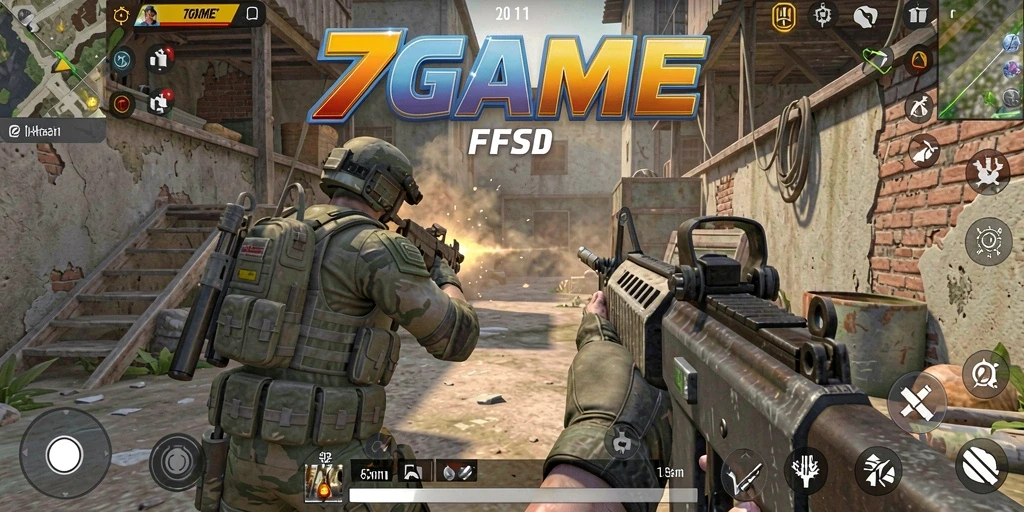 Screenshot gameplay seru 7GAME dengan pertempuran yang intens.