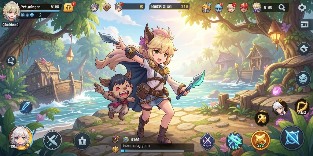 Tampilan gameplay menarik dari 8180 dengan karakter anime yang dinamis.