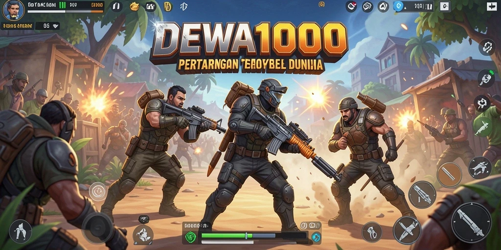 Tampilan gameplay mendebarkan DEWA1000 dengan duel epik Battle Royale.