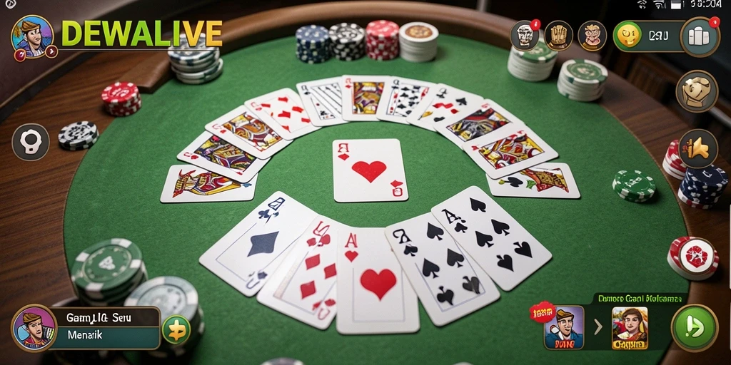 Screenshot gameplay seru DEWALIVE menunjukkan aksi Gaple yang mendebarkan.