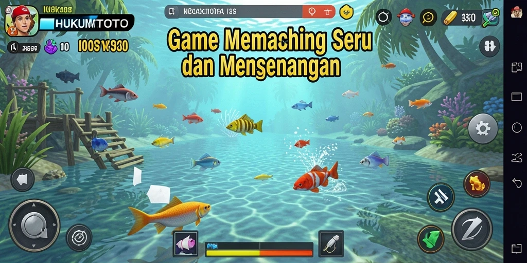 Screenshot gameplay HUKUMTOTO menunjukkan aksi seru memancing ikan.