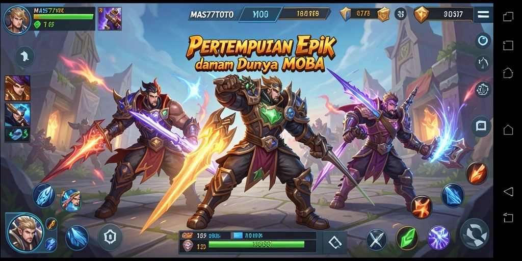 Screenshot gameplay <strong>MAS77TOTO</strong> menampilkan aksi seru di arena pertempuran.