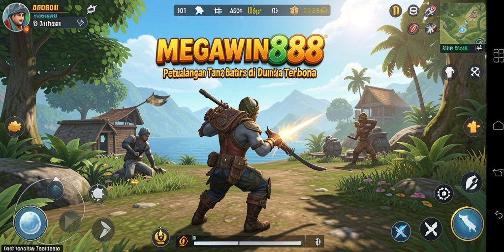 Screenshot gameplay MEGAWIN888 menampilkan dunia terbuka yang indah.