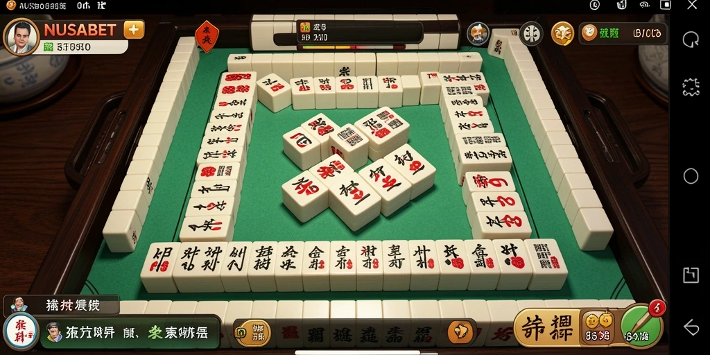 Screenshot gameplay NUSABET menampilkan keseruan bermain Mahjong.
