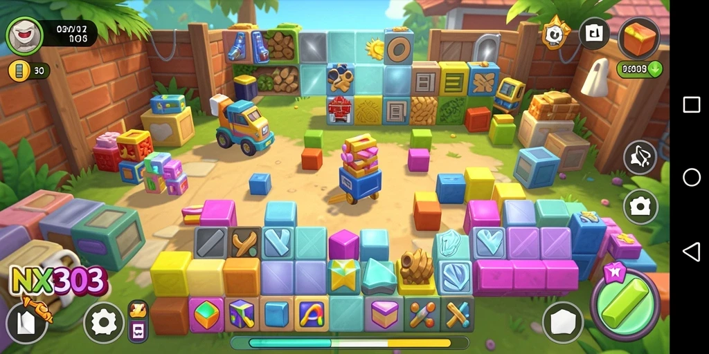 Tangkapan layar gameplay NX303 yang menampilkan tantangan puzzle yang menarik.