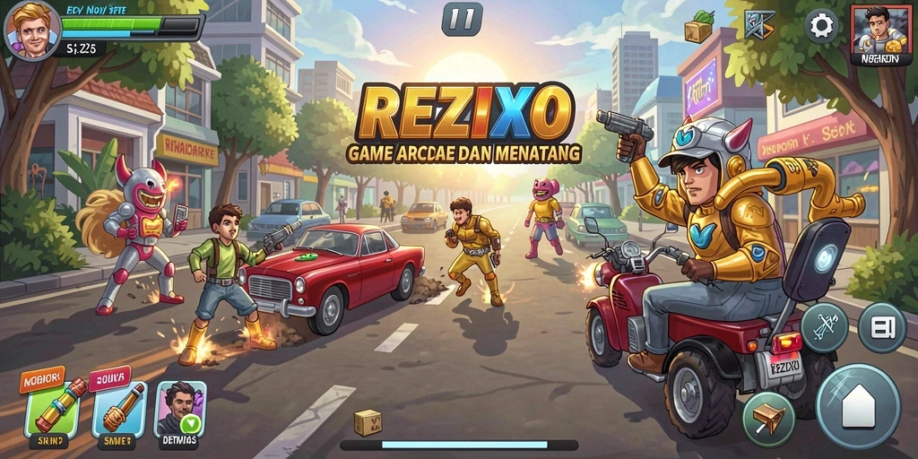Tangkapan layar gameplay REZIXO yang penuh aksi dan seru.