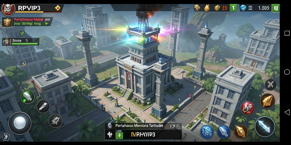 Tampilan gameplay RPVIP3 dengan pertempuran menara yang seru.