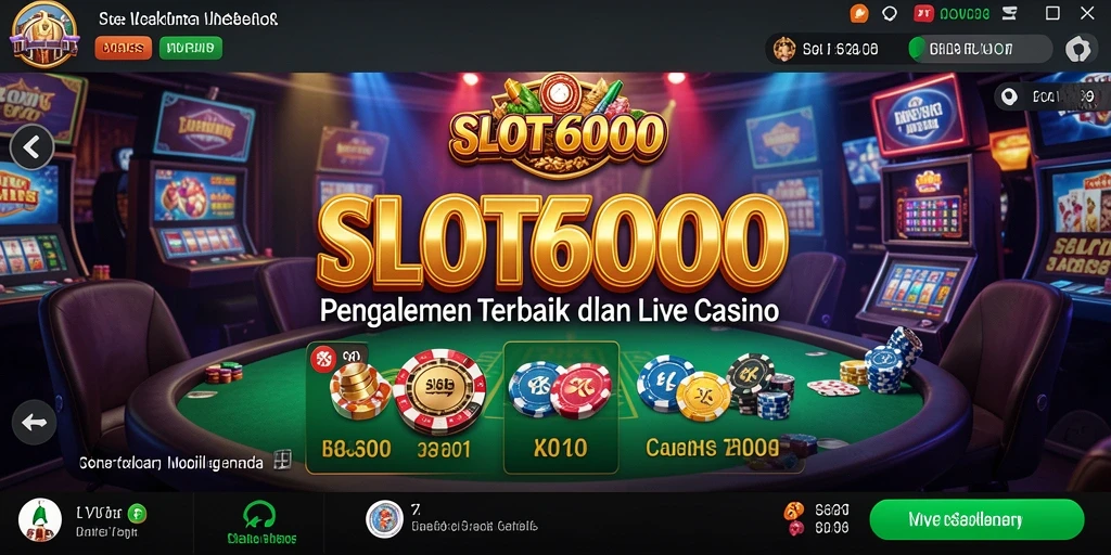 Screenshot yang menampilkan dealer profesional di meja Live Casino SLOT6000.
