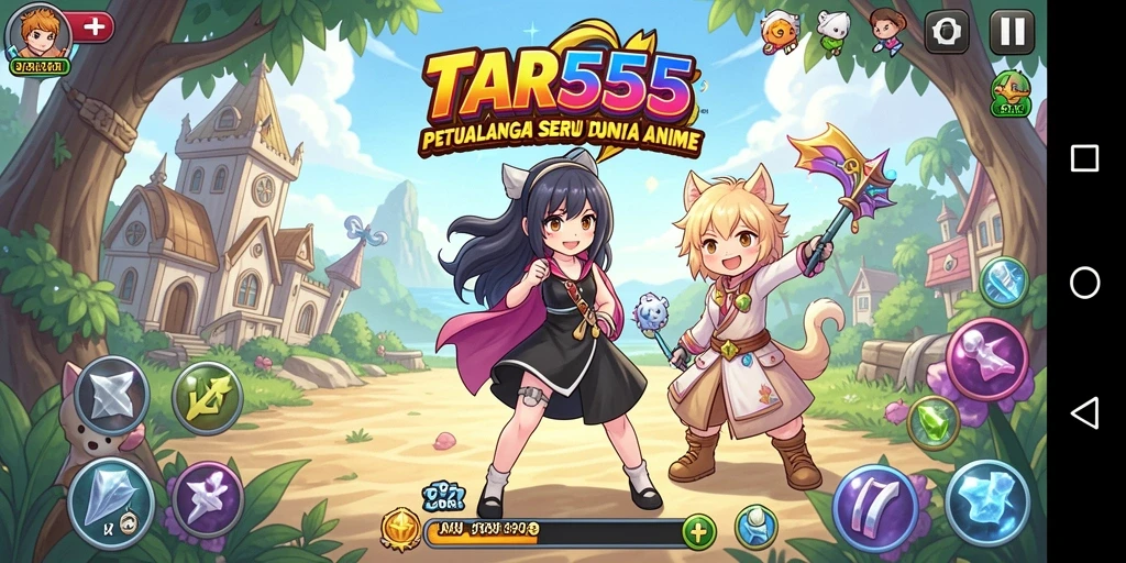 Tampilan gameplay TAR555 dalam dunia anime yang dinamis.