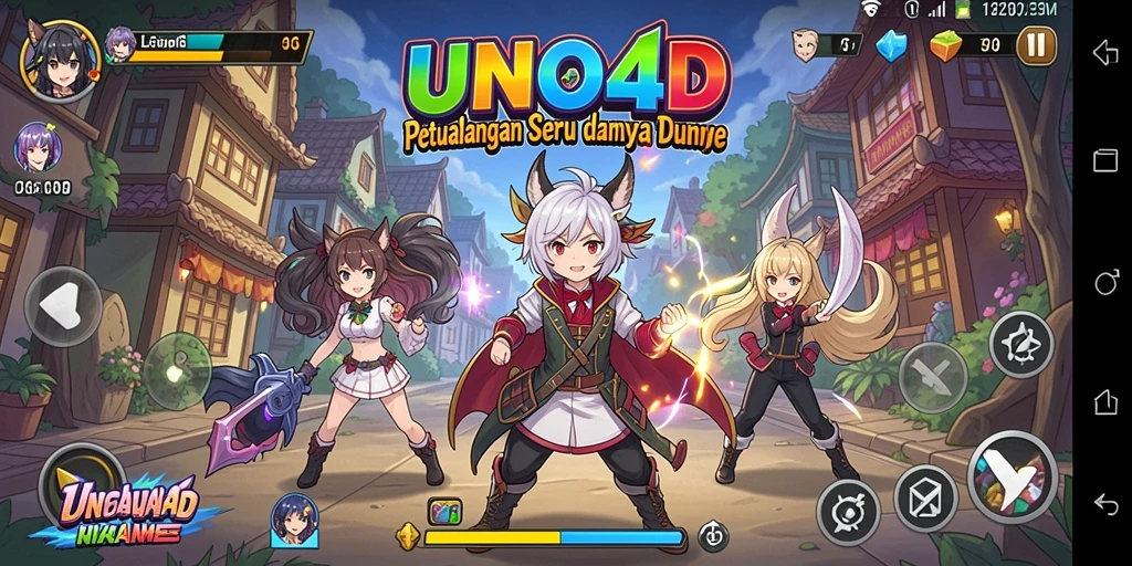 Tampilan menarik dari gameplay UNO4D dengan karakter anime yang ikonik.